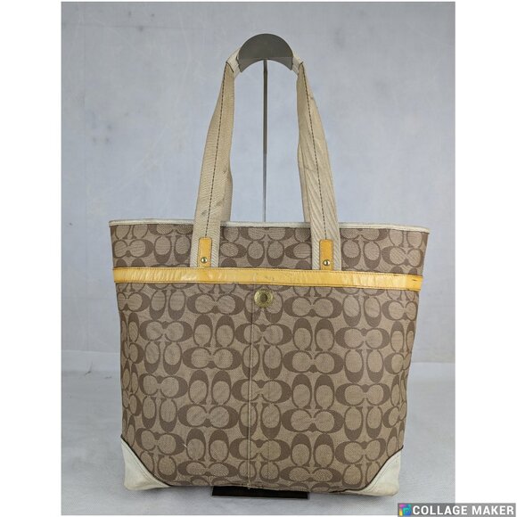 Vintage Coach Heritage Stripe Tattersall Signature Brown/Beige Handbag - Picture 2 of 16